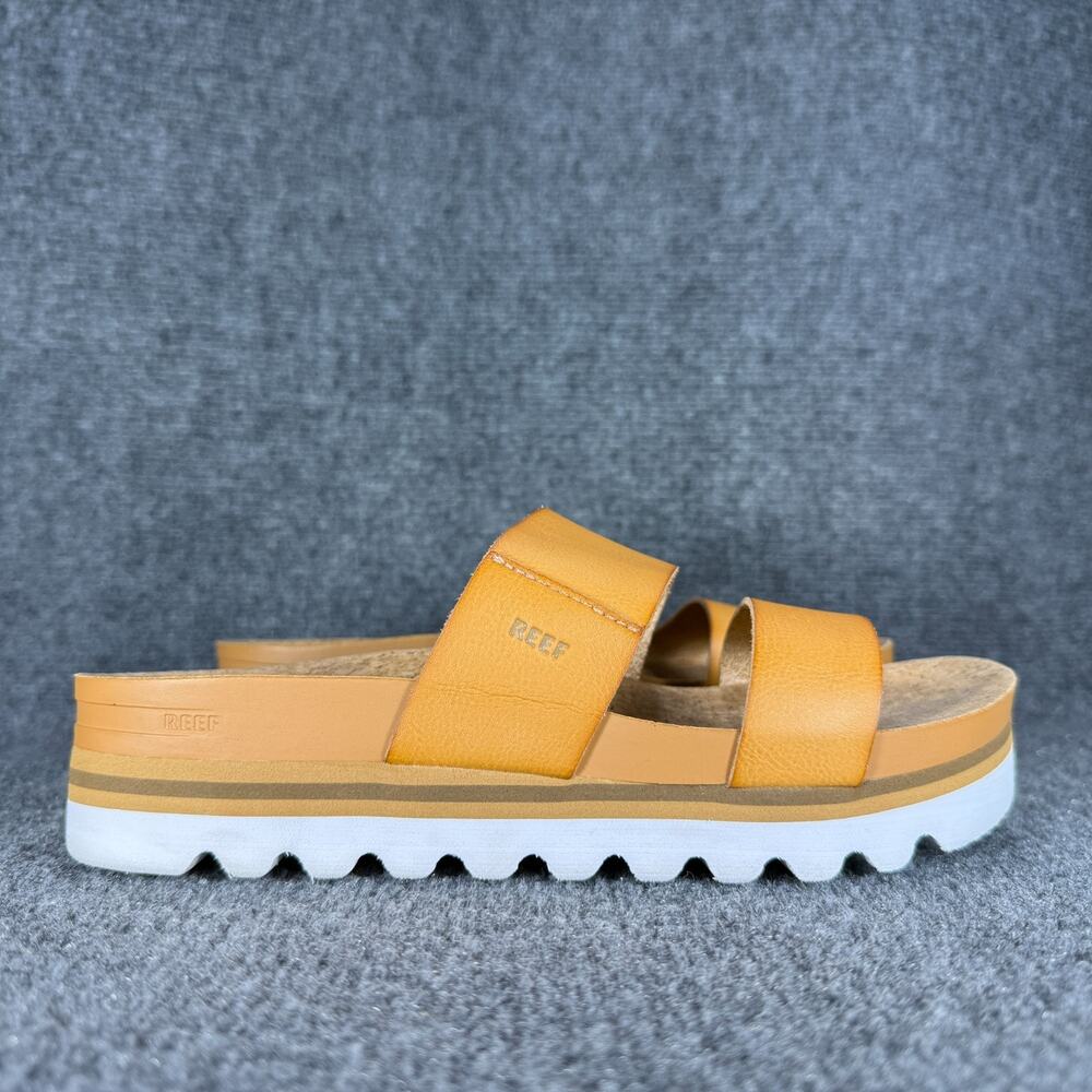 Reef Womens Cushion Vista Hi Slide Sandals Size 7.5 Tan Natural Platform Cork